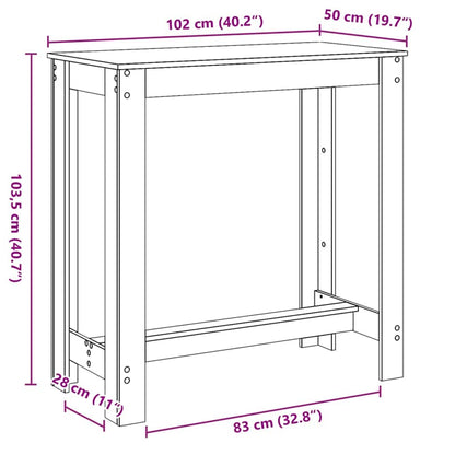 Mesa de bar Carvalho Preto 102 x 50 x 103,5 cm