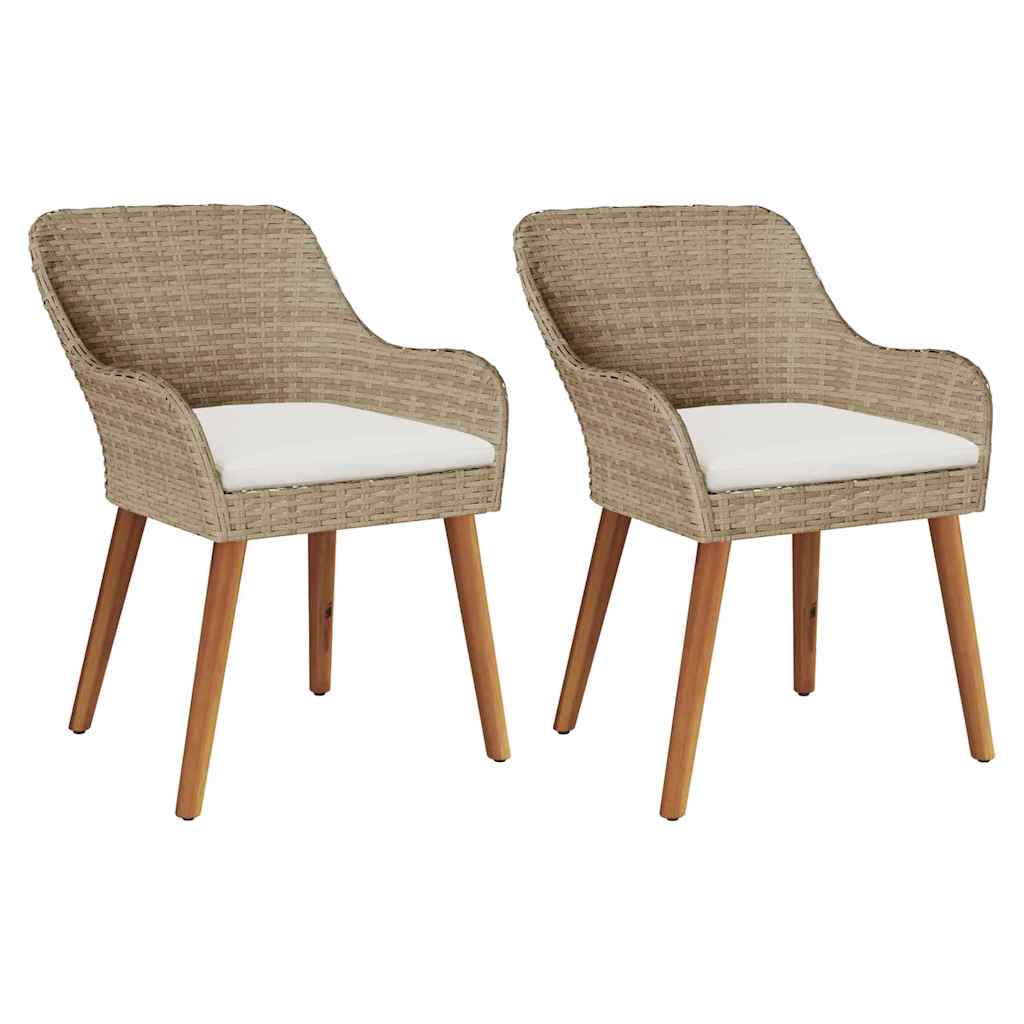 Cadeira de Jardim 2 pcs Bege 55 x 62,5 x 82cm vime PE