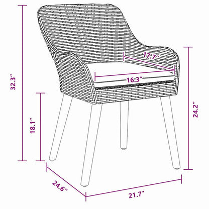 Cadeira de Jardim 2 pcs Bege 55 x 62,5 x 82cm vime PE
