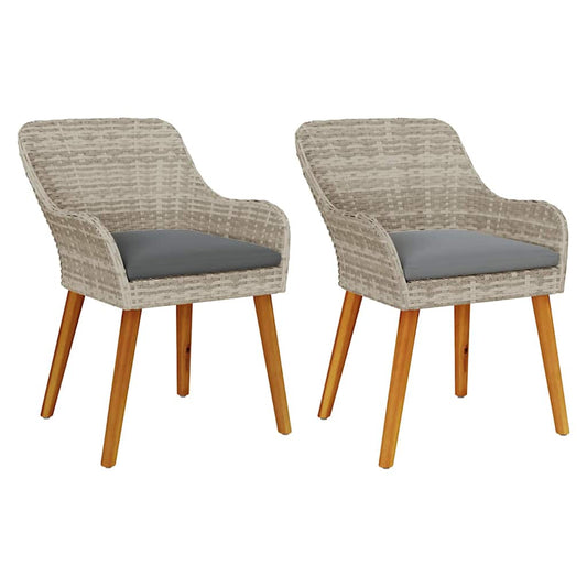 Cadeira de Jardim 2 pcs Cinzento-claro 55 x 62,5 x 82cm vime PE
