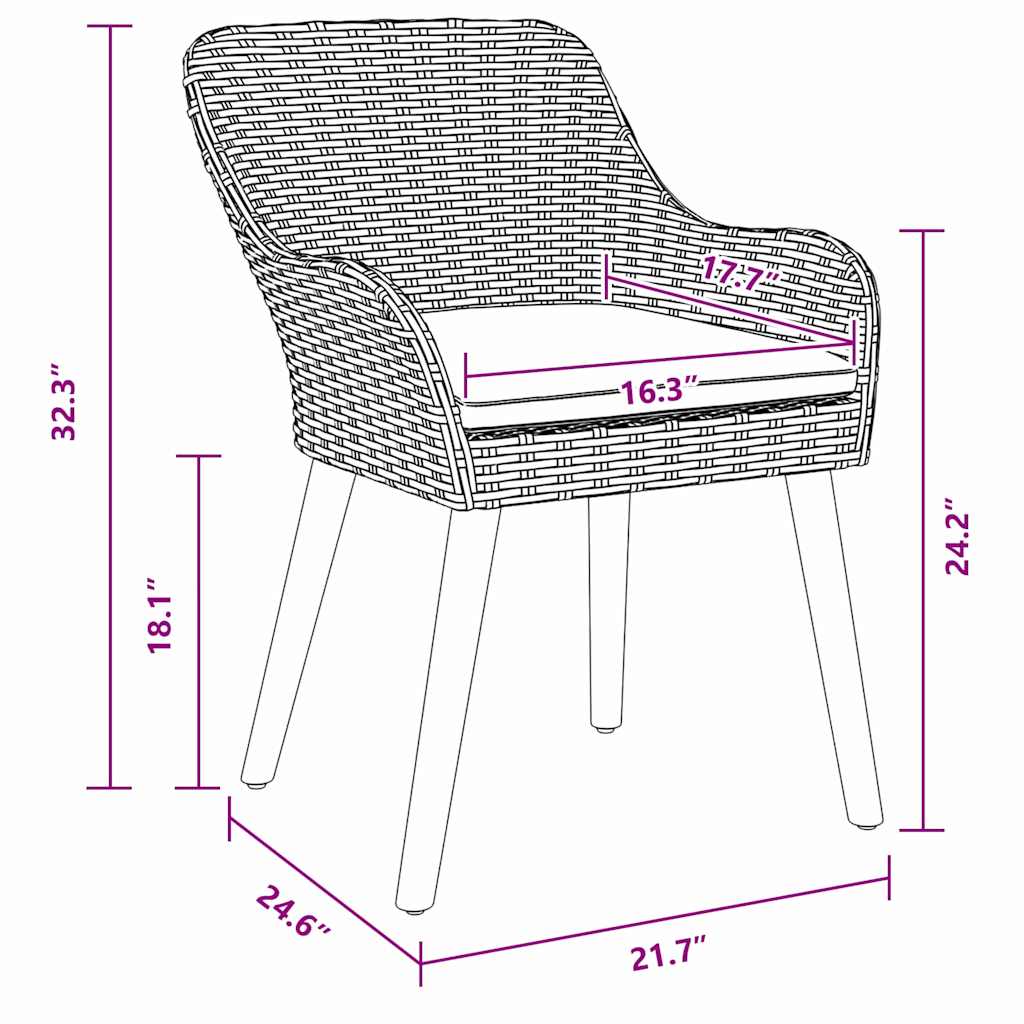 Cadeira de Jardim 2 pcs Cinzento-claro 55 x 62,5 x 82cm vime PE
