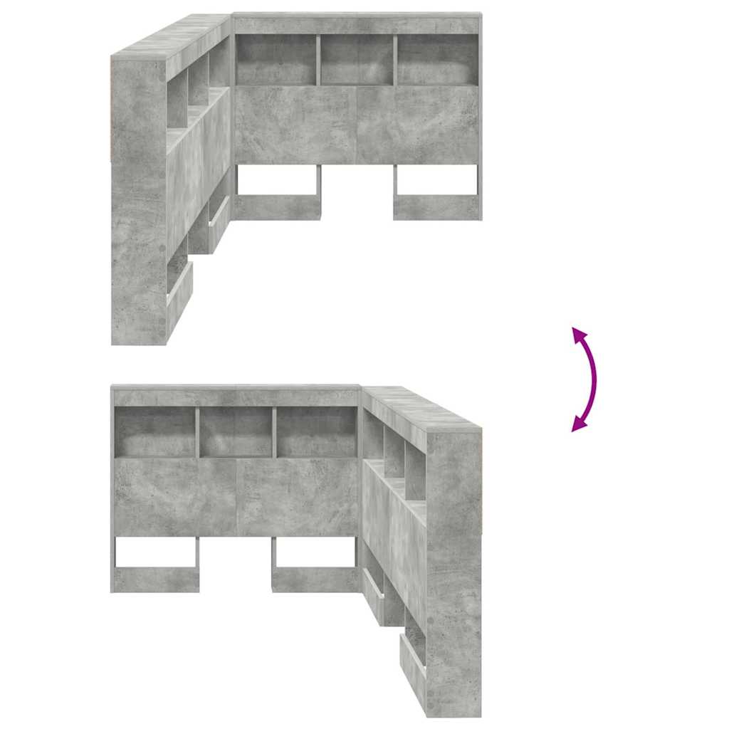 Cabeceira de armazenamento Cinzento 80 cm Madeira processada