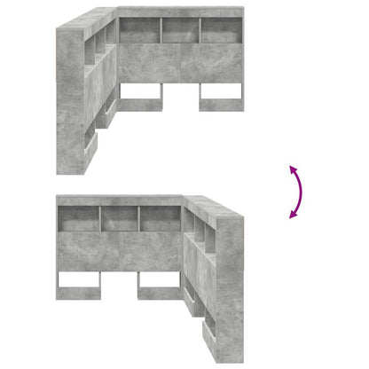 Cabeceira de armazenamento Cinzento 80 cm Madeira processada