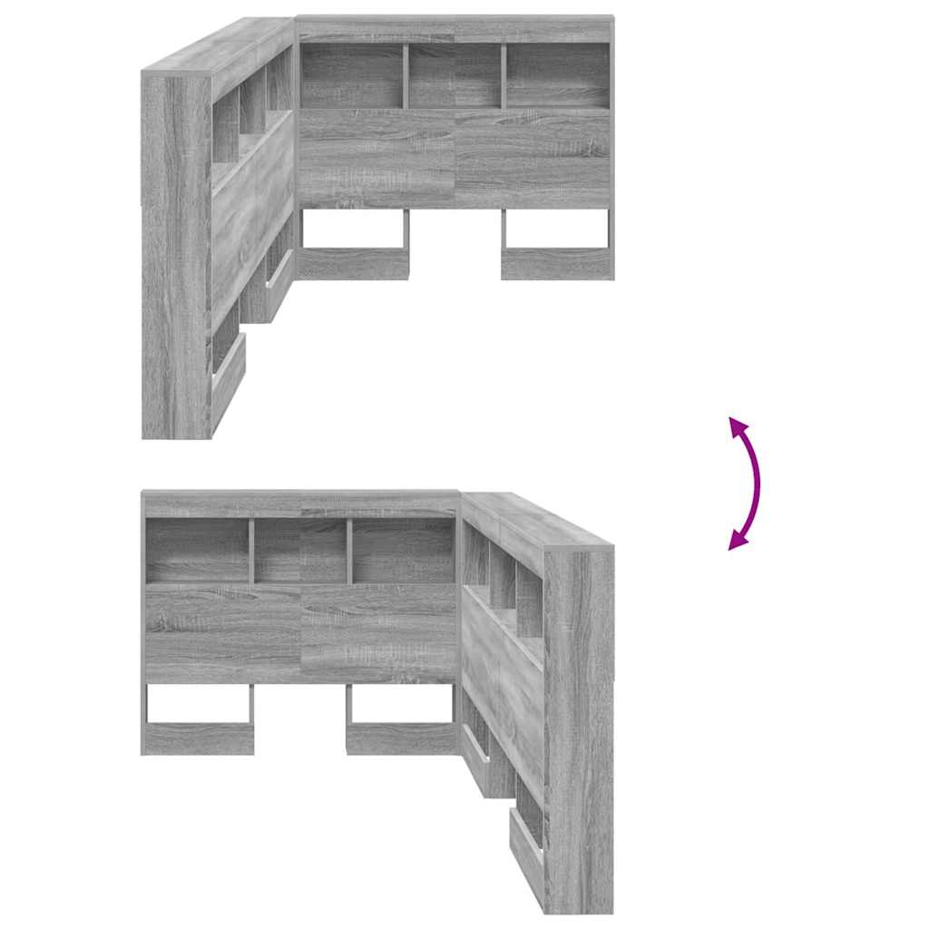 Cabeceira de armazenamento com prateleira Cinza Sonoma 80 cm