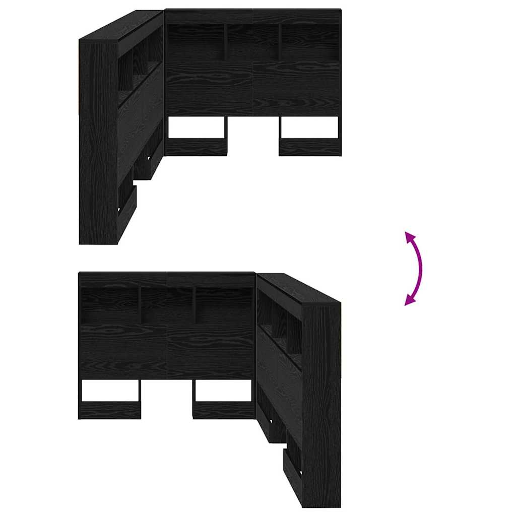 Cabeceira de armazenamento com prateleira Carvalho Preto 90 cm