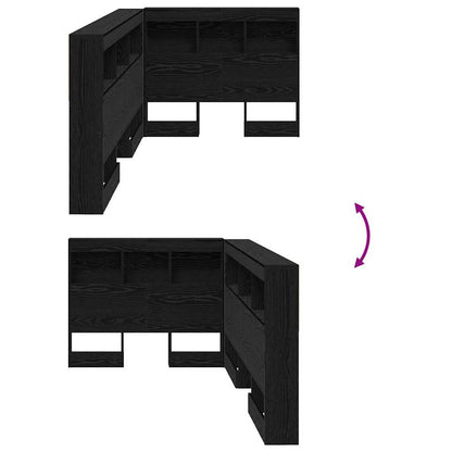 Cabeceira de armazenamento com prateleira Carvalho Preto 90 cm