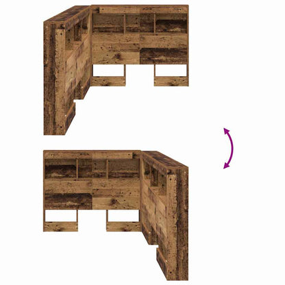 Cabeceira de armazenamento com prateleira Madeira Antiga 90 cm