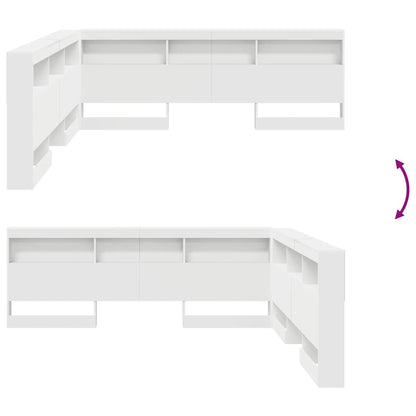 Cabeceira de armazenamento Branco 200 cm Madeira processada