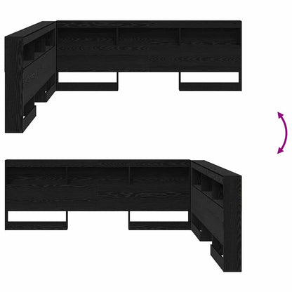 Cabeceira de armazenamento com prateleira Carvalho Preto 200 cm