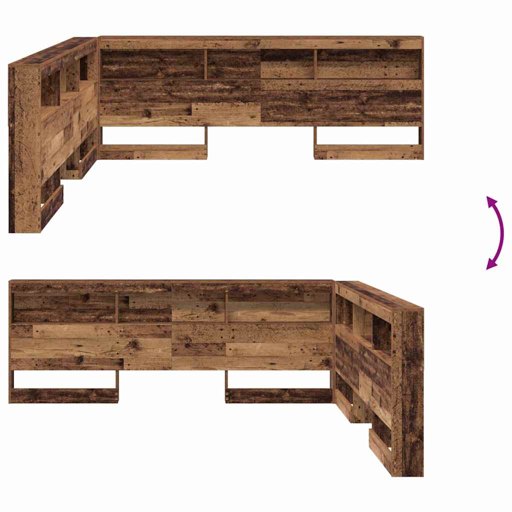 Cabeceira de armazenamento com prateleira Madeira Antiga 200 cm