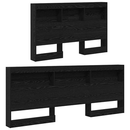 Cabeceira de armazenamento com prateleira Carvalho Preto 120 cm