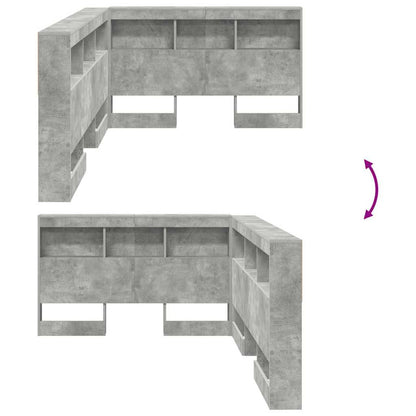 Cabeceira de armazenamento Cinzento 120 cm Madeira processada