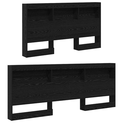 Cabeceira de armazenamento com prateleira Carvalho Preto 150 cm