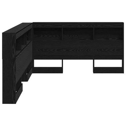 Cabeceira de armazenamento com prateleira Carvalho Preto 150 cm