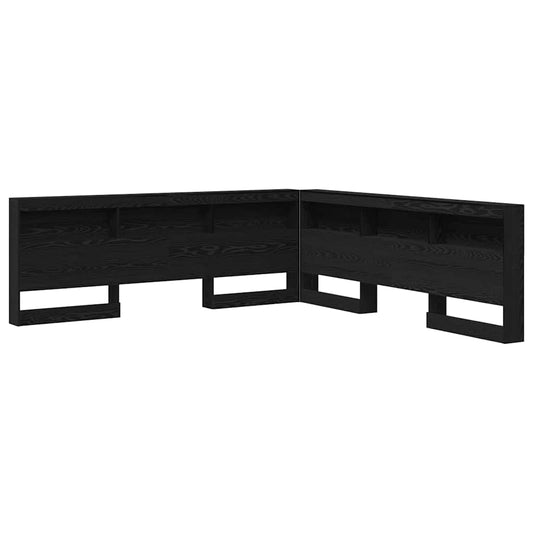 Cabeceira de armazenamento com prateleira Carvalho Preto 180 cm