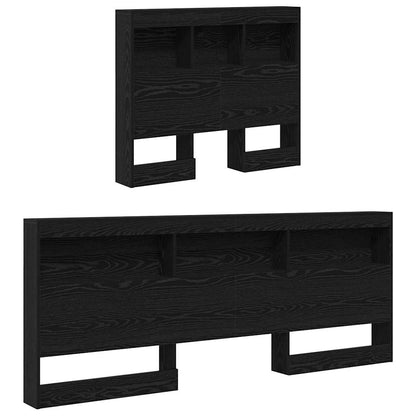 Cabeceira de armazenamento com prateleira Carvalho Preto 90 cm