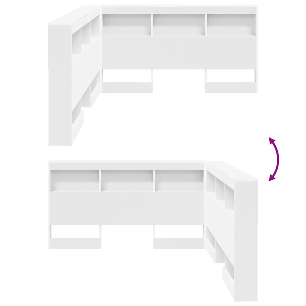 Cabeceira de armazenamento Branco 140 cm Madeira processada