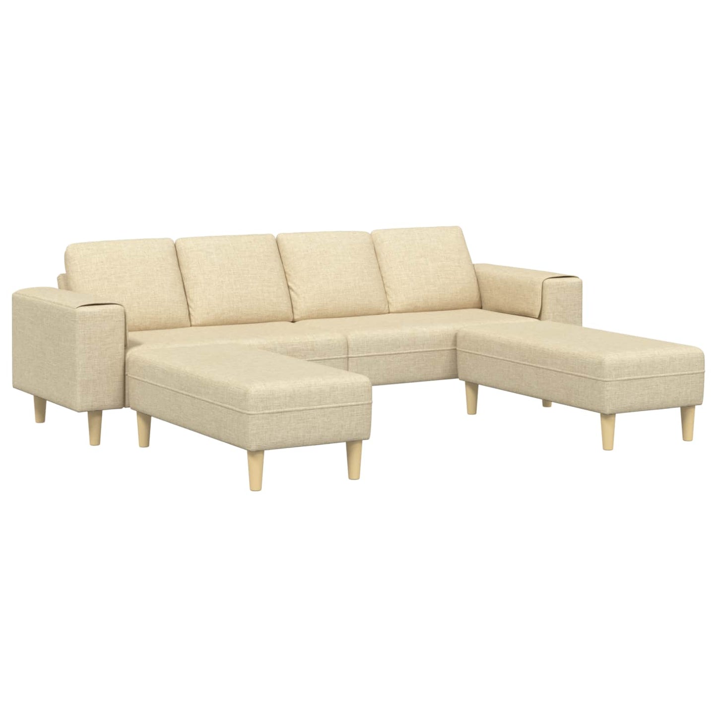 Sofá de Sala de Estar 3 pcs Creme Poliéster