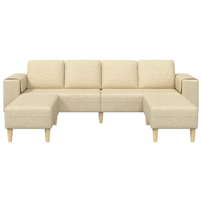 Sofá de Sala de Estar 3 pcs Creme Poliéster