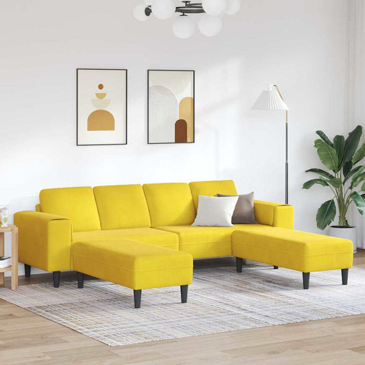 Conjunto de Sofás Amarelo Veludo