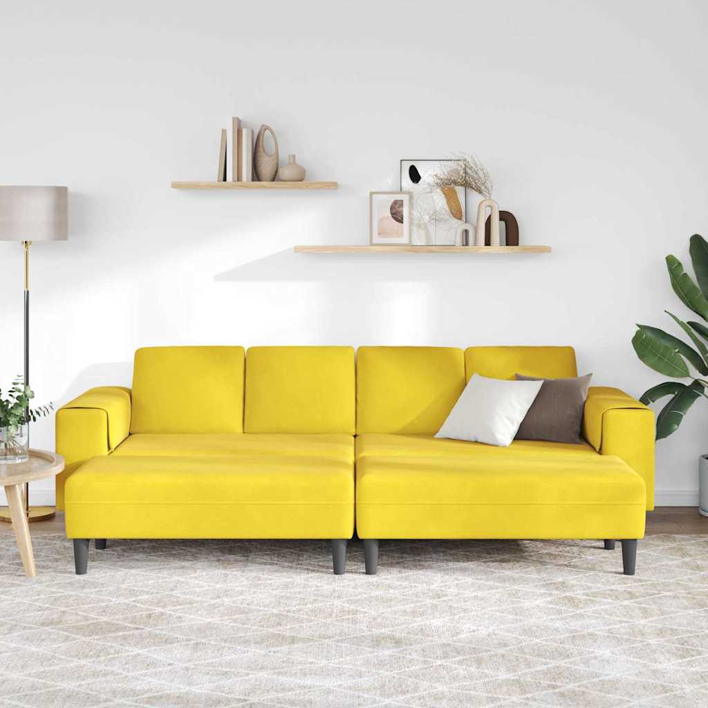 Conjunto de Sofás Amarelo Veludo