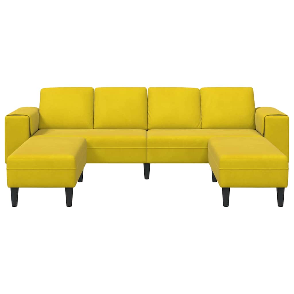 Conjunto de Sofás Amarelo Veludo