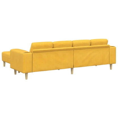 Sofá Amarelo Claro 250 x 188 x 76 cm Tecido de Veludo Cotele