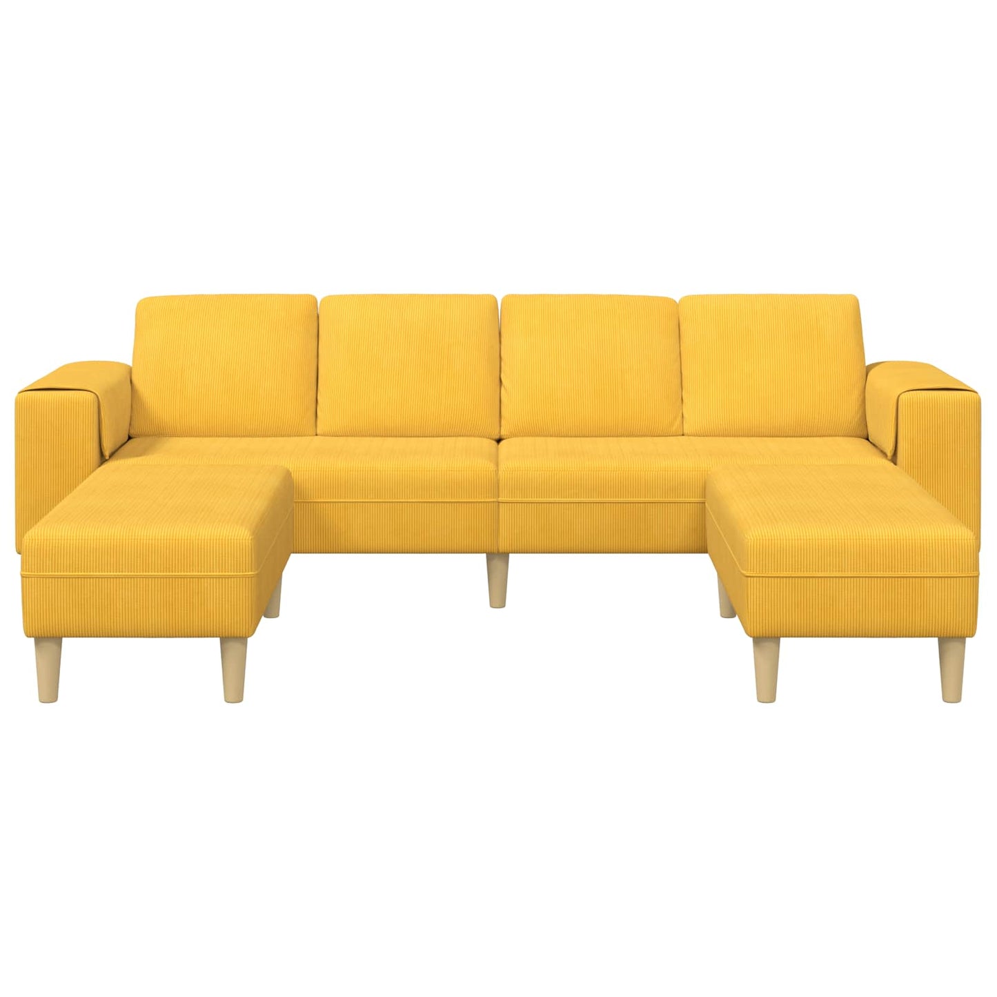 Sofá Amarelo Claro 250 x 188 x 76 cm Tecido de Veludo Cotele