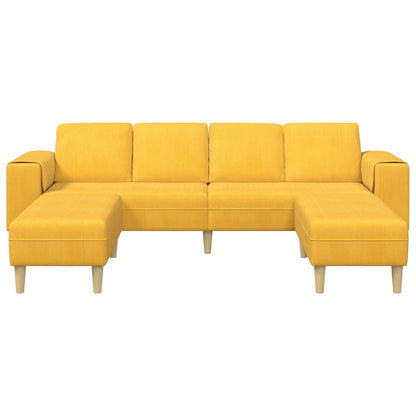 Sofá Amarelo Claro 250 x 188 x 76 cm Tecido de Veludo Cotele