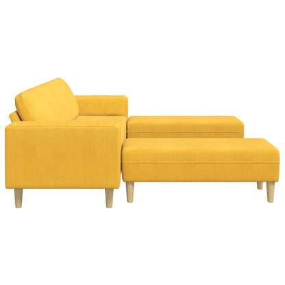 Sofá Amarelo Claro 250 x 188 x 76 cm Tecido de Veludo Cotele
