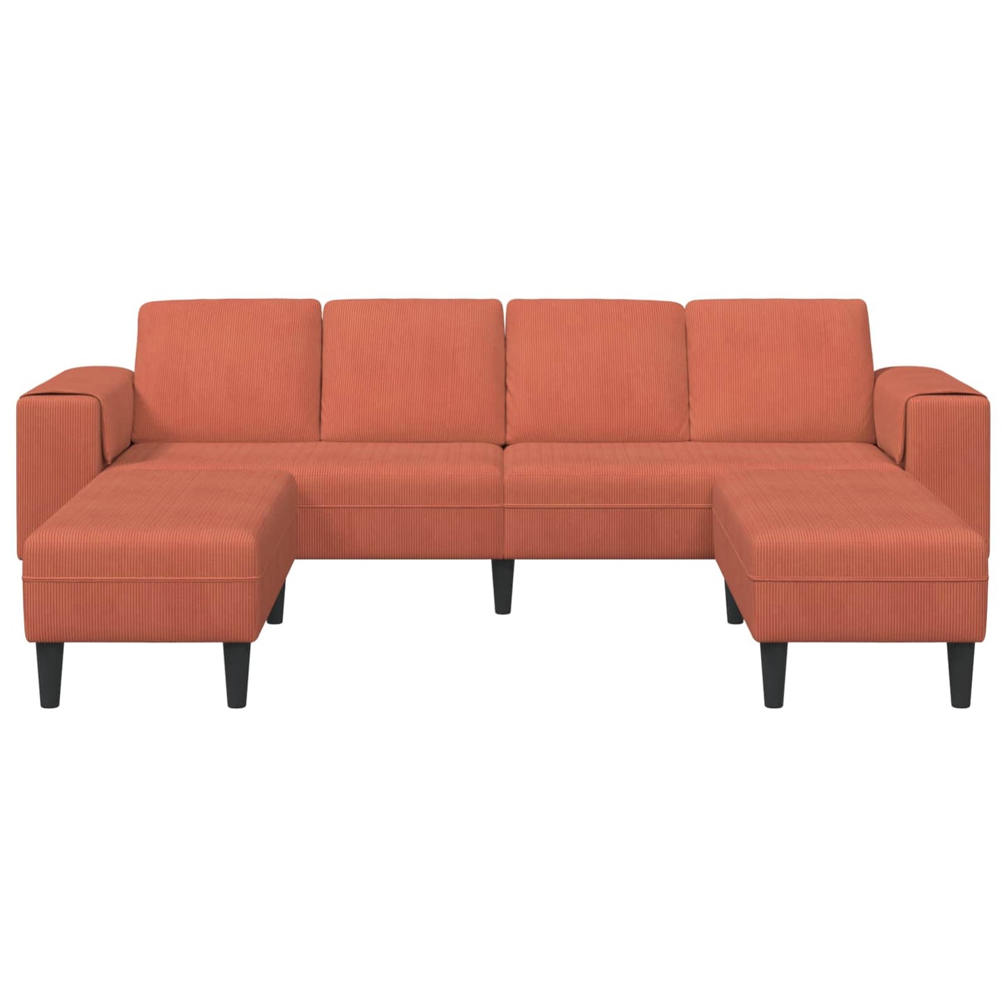 Sofá Laranja Vermelho 250 x 188 x 76 cm Tecido de Veludo Cotele