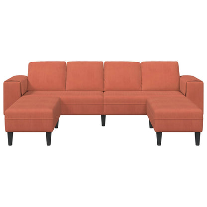 Sofá Laranja Vermelho 250 x 188 x 76 cm Tecido de Veludo Cotele