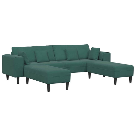 Sofá de Veludo com almofada 3 pcs Verde Escuro 208 cm Veludo