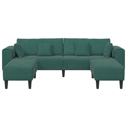 Sofá de Veludo com almofada 3 pcs Verde Escuro 208 cm Veludo