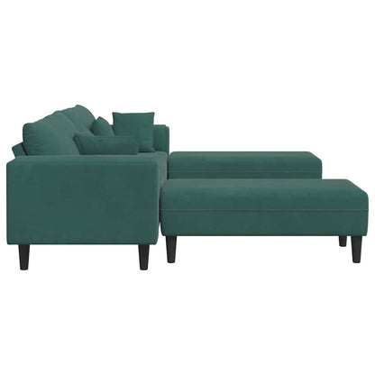 Sofá de Veludo com almofada 3 pcs Verde Escuro 208 cm Veludo