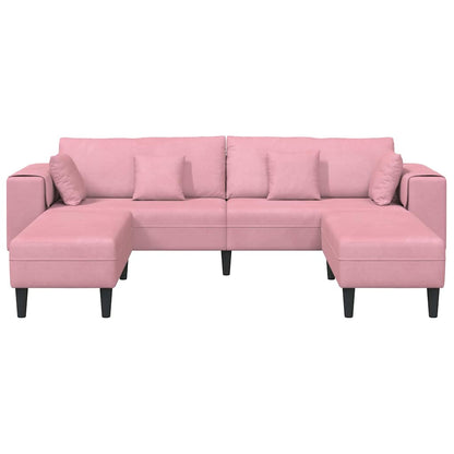 Sofá de Veludo com almofada 3 pcs Rosa 208 cm Veludo