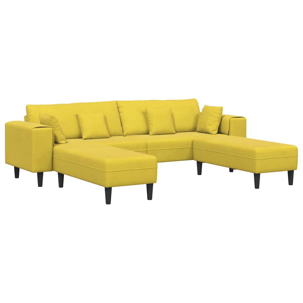 Sofá de Veludo com almofada 3 pcs Amarelo 208 cm Veludo