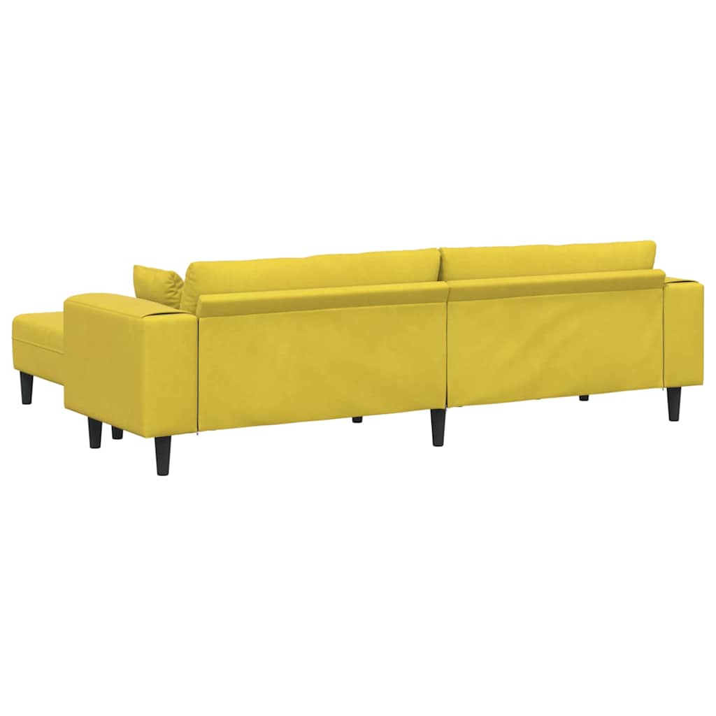 Sofá de Veludo com almofada 3 pcs Amarelo 208 cm Veludo