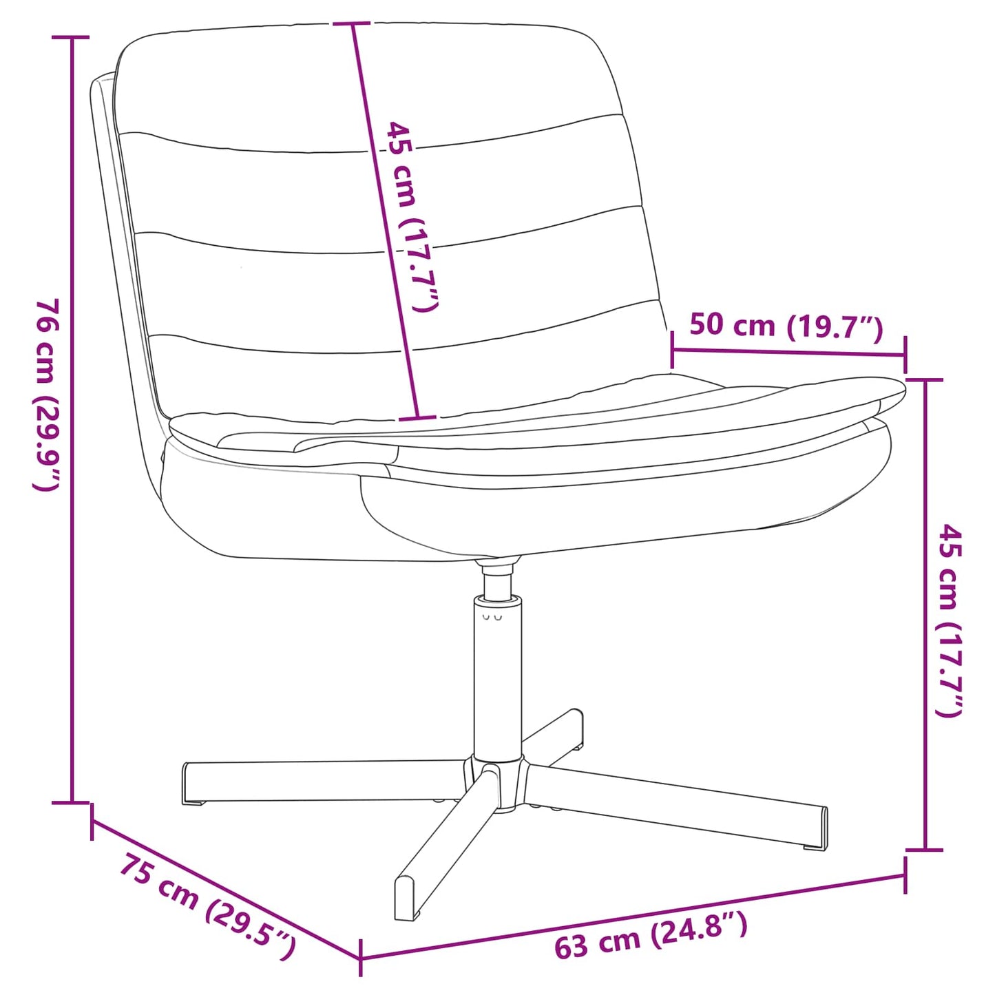Cadeira giratória Azul 63 x 75 x 76 cm tecido