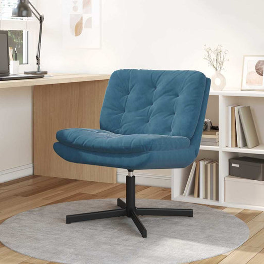 Cadeira Relaxante Giratória Azul 63 x 75 x 76 cm Veludo