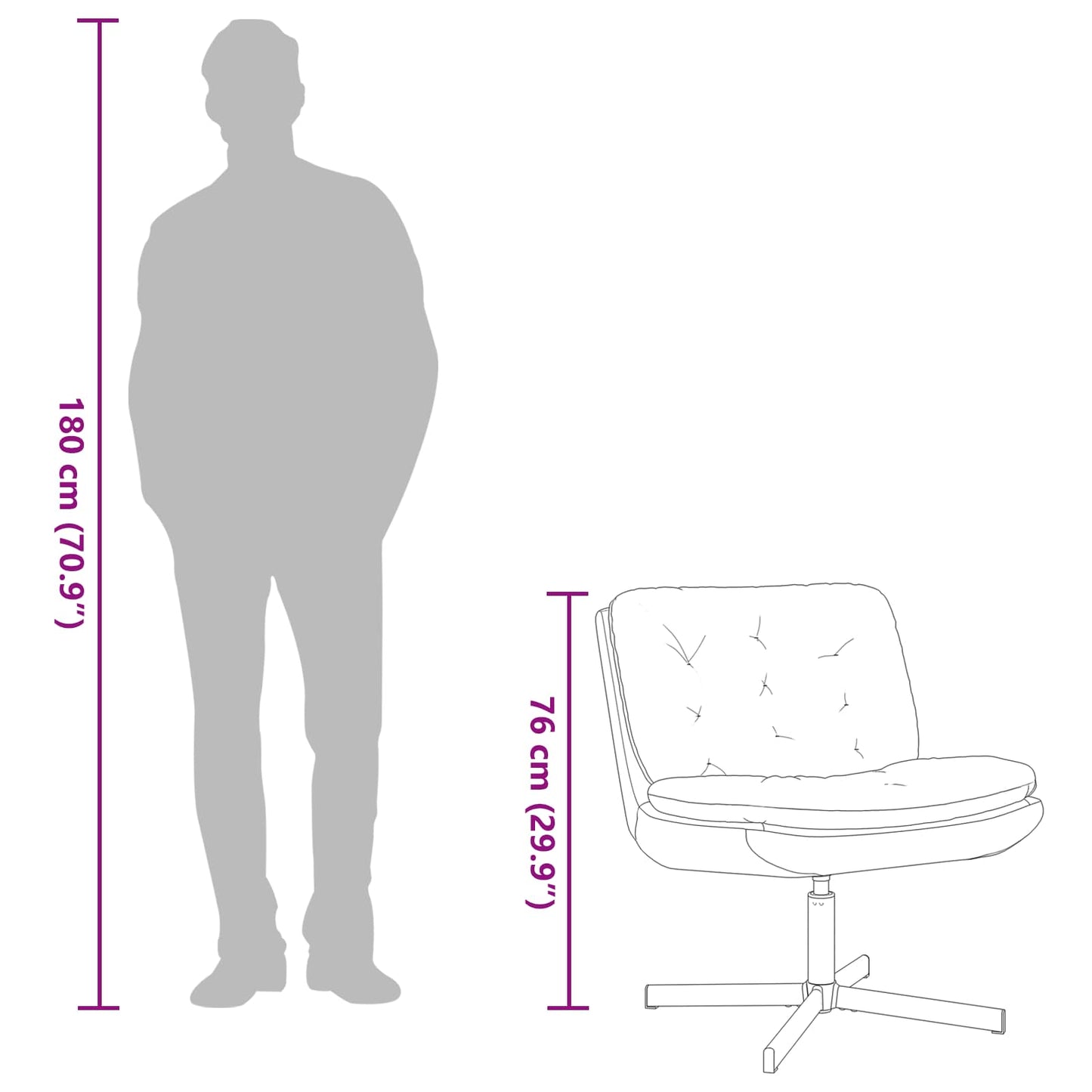 Cadeira Relaxante Giratória Cinzento-claro 63 x 75 x 76 cm