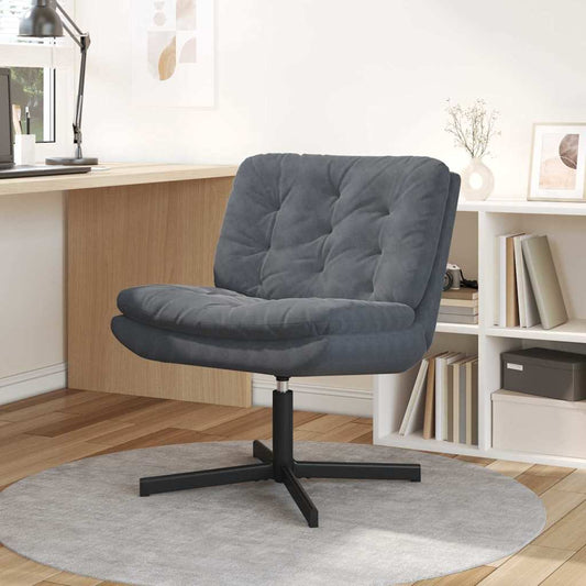 Cadeira Relaxante Giratória Cinza Escuro 63 x 75 x 76 cm Veludo