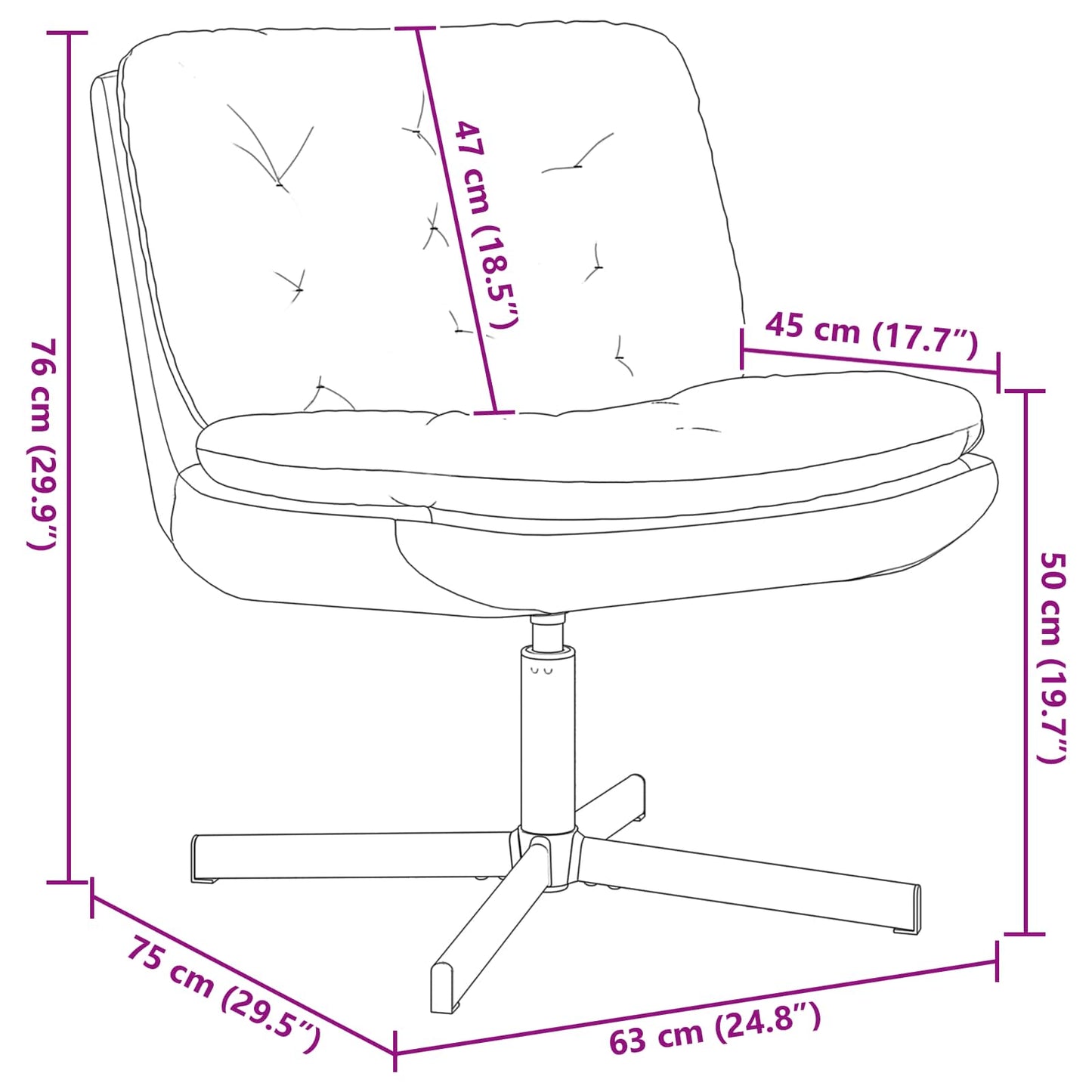 Cadeira Relaxante Giratória Cinza Escuro 63 x 75 x 76 cm Veludo