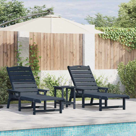 Móveis de Lounge para Jardim 2-pessoa 2 pcs Azul-marinho