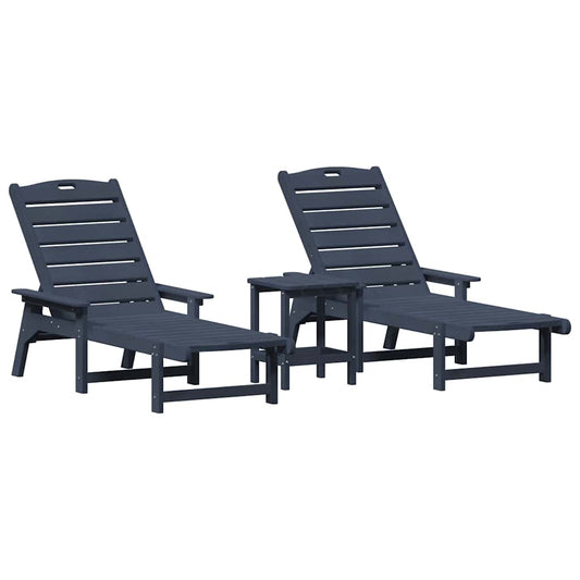 Móveis de Lounge para Jardim 3 pcs Azul-marinho 38 x 38 x 46cm