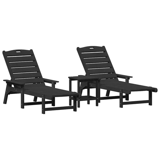 Móveis de Lounge para Jardim 3 pcs Preto 38 x 38 x 46cm