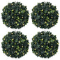 Bolas artificiais de buxo com luzes LED 4 pcs verde 12 cm