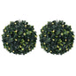 Bolas artificiais de buxo com luzes LED 2 pcs verde 22 cm