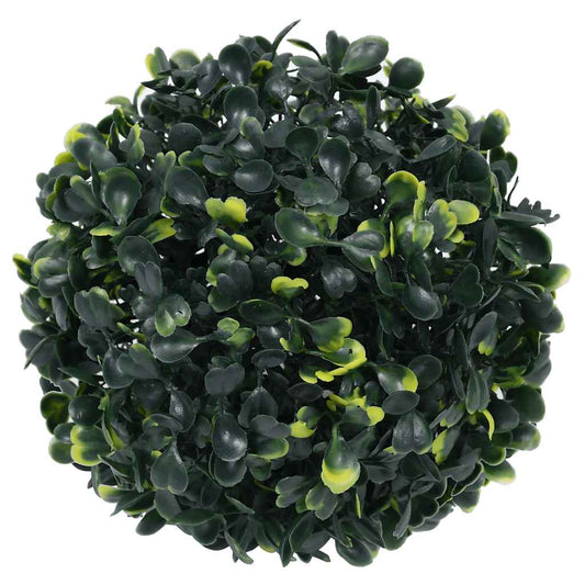 Bolas artificiais de buxo com luzes LED 2 pcs verde 22 cm