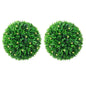 Bolas artificiais de buxo com luzes LED 2 pcs verde 47 cm
